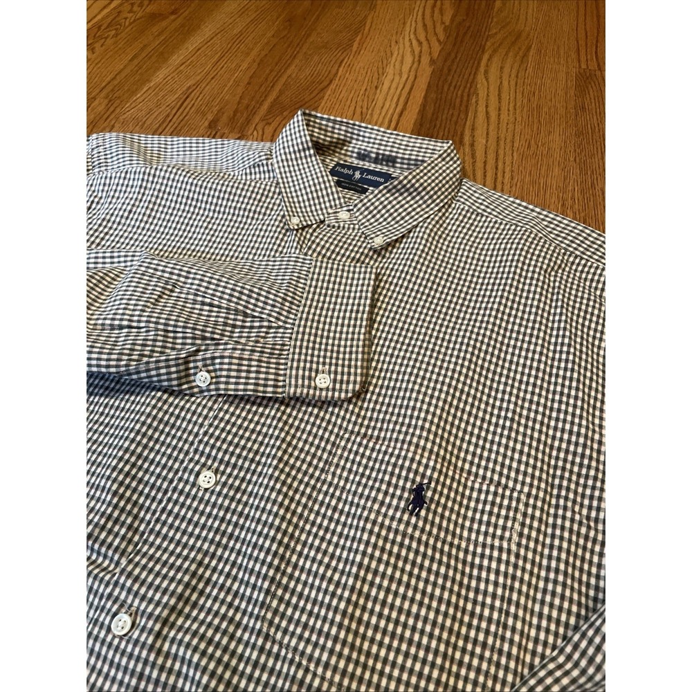 Ralph Lauren Men's 100% Cotton Button Front Shirt Tan Plaid Pony Size 1X Big